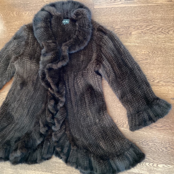 Belle Fare Modern Elegant Versatile Mahogany Knitted Mink Coat Stroller Jacket - Picture 8 of 15